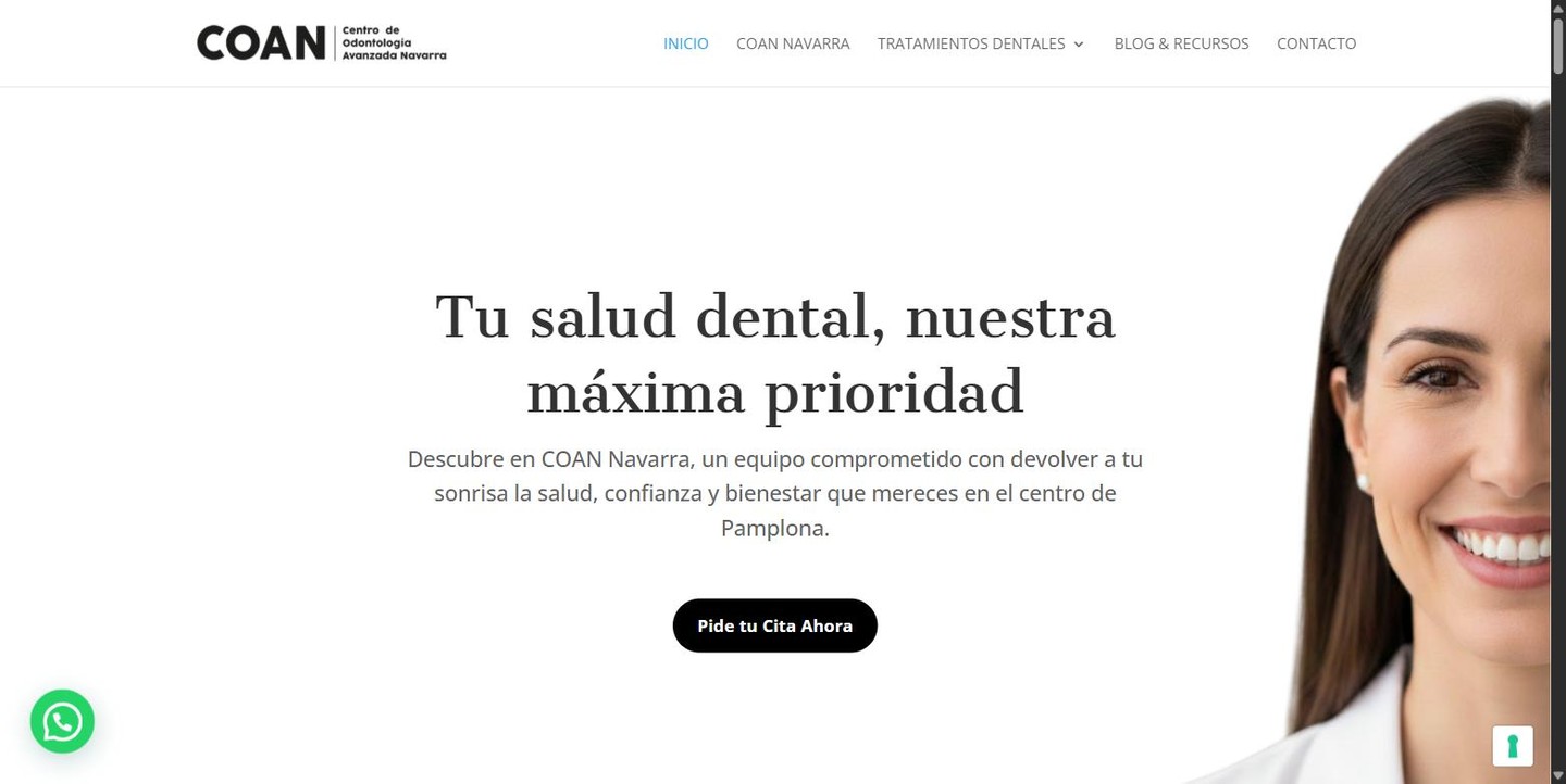 Portada de la web de COAN Navarra en escritorio