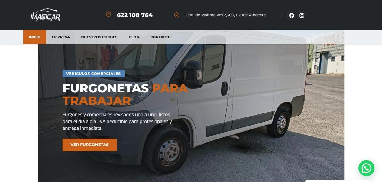 Portada de la web de Imagicar en escritorio