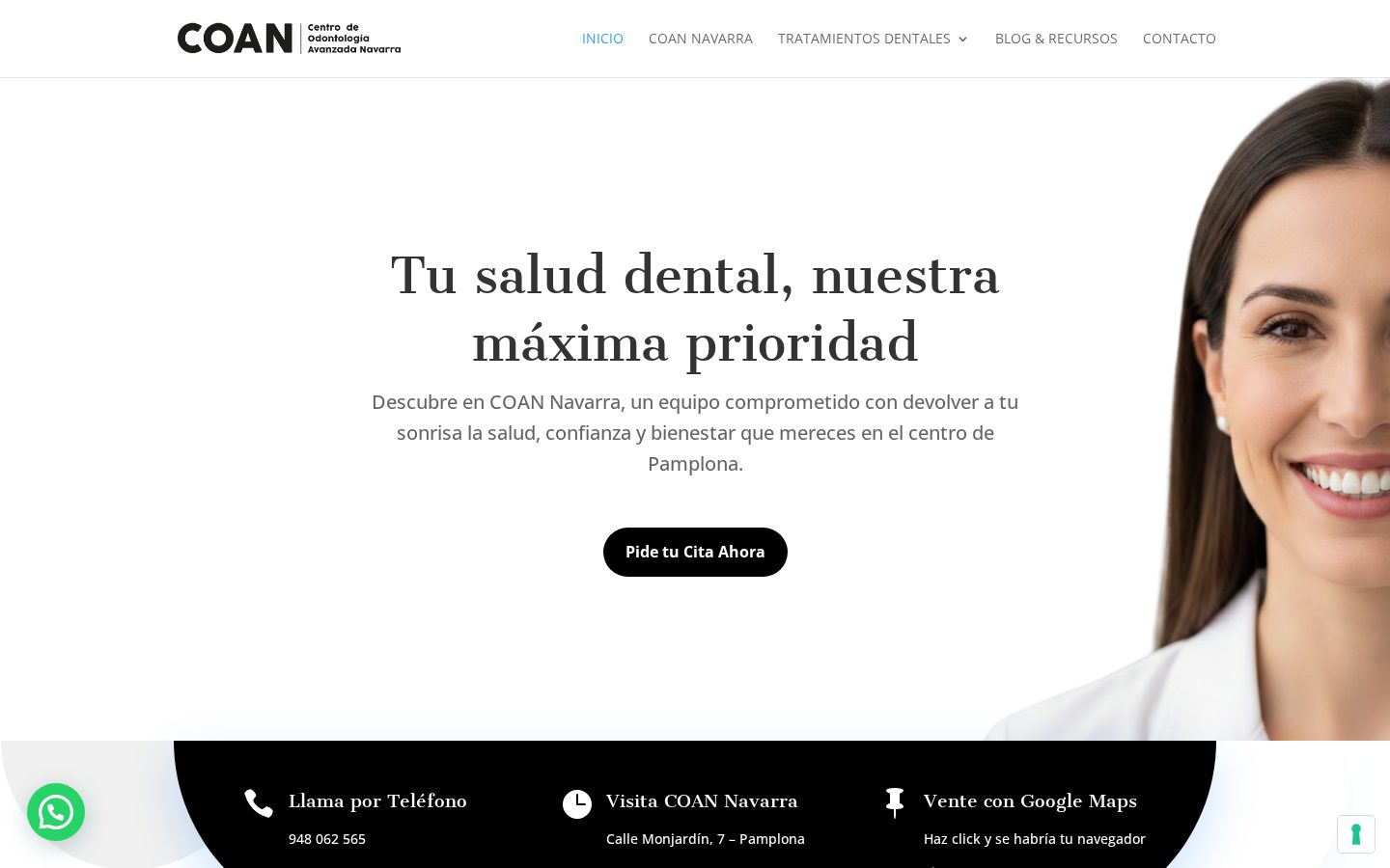Portada de la web de COAN Navarra