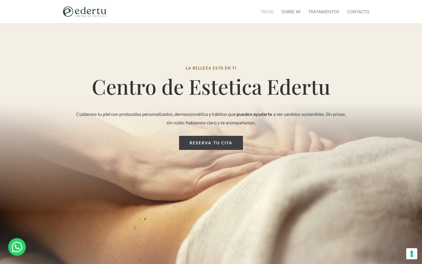 Portada de la web de Edertu Estética