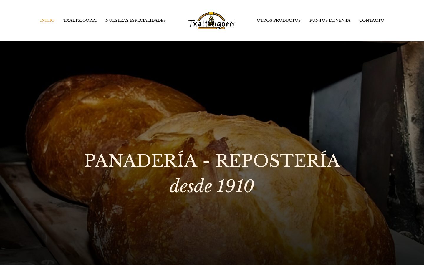 Portada de la web de Panadería Txaltxigorri